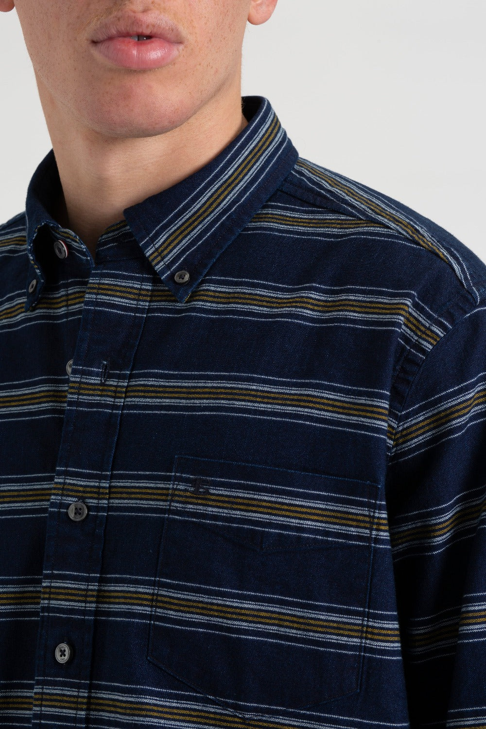 Camisas Ben Sherman Dalston Blues Long Sleeve Indigo Stripe Indigo | 732-UPICTV