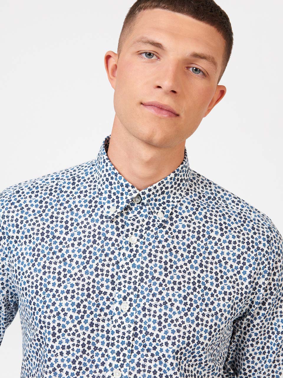 Camisas Ben Sherman Ditsy Floral Print Long Sleeve Blancas | 459-TYSIPO