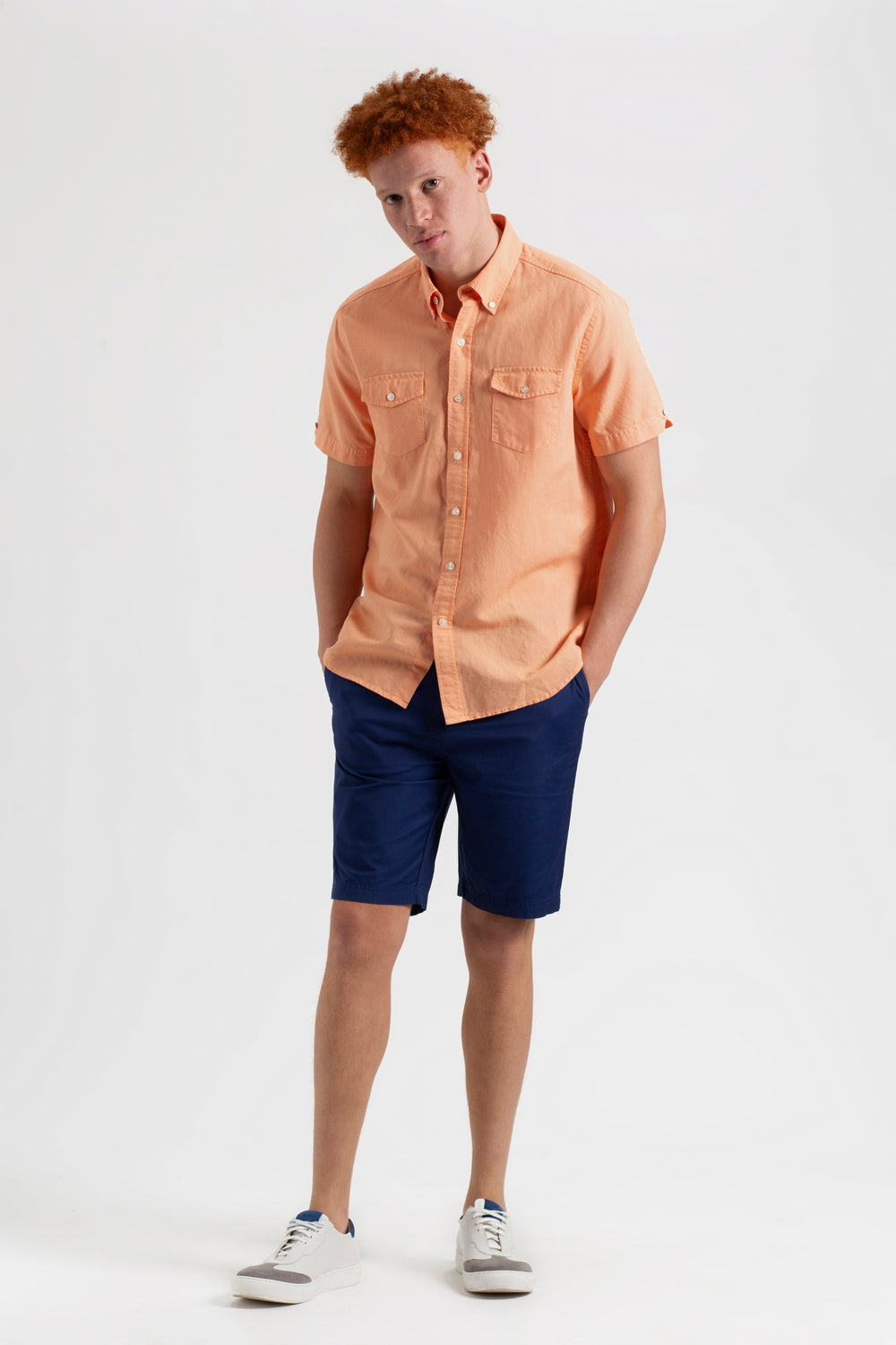 Camisas Ben Sherman Garment Dye Linen Naranjas | 379-TLZSUY