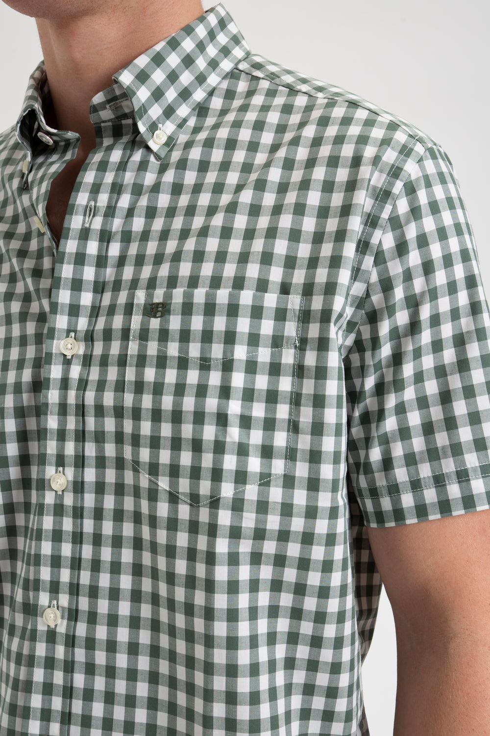 Camisas Ben Sherman House Poplin Gingham Verde Oliva | 382-FDLYCB