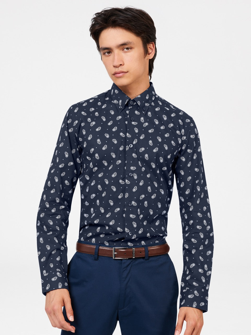 Camisas Ben Sherman Micro Paisley Azul Marino | 821-XJDZHM