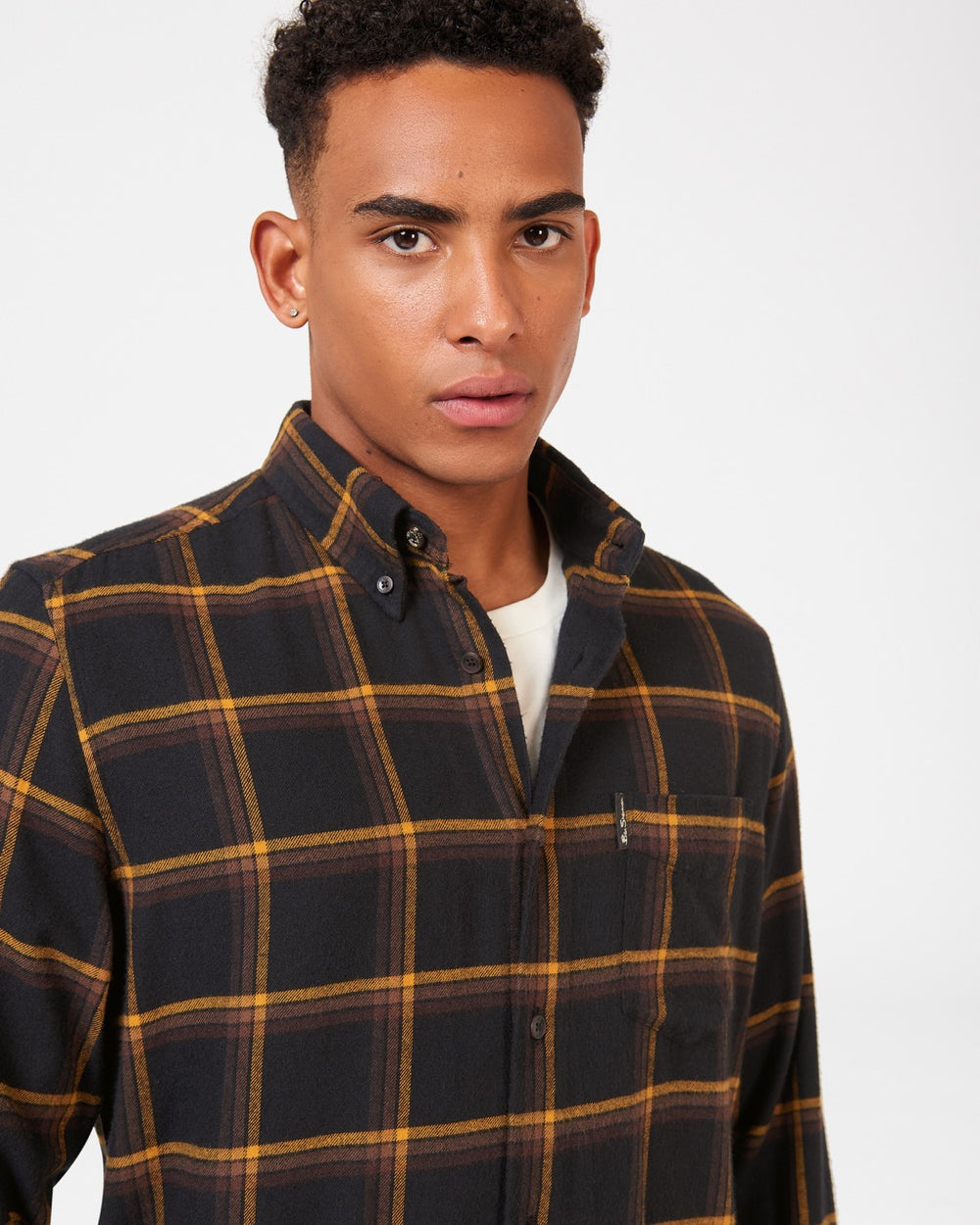 Camisas Ben Sherman Oversized Brushed Check Negras | 895-IDPORZ