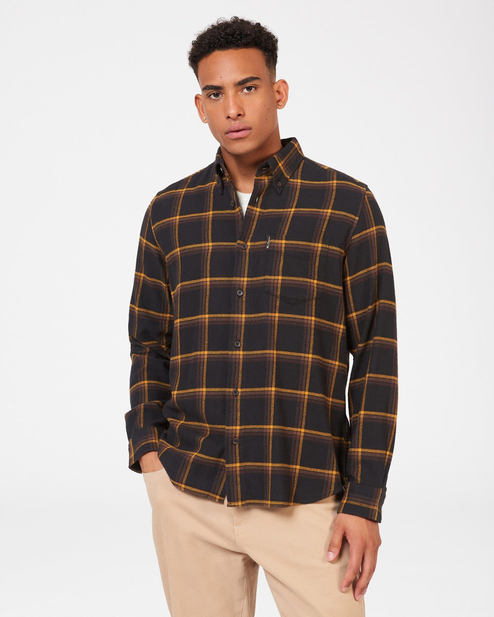 Camisas Ben Sherman Oversized Brushed Check Negras | 895-IDPORZ