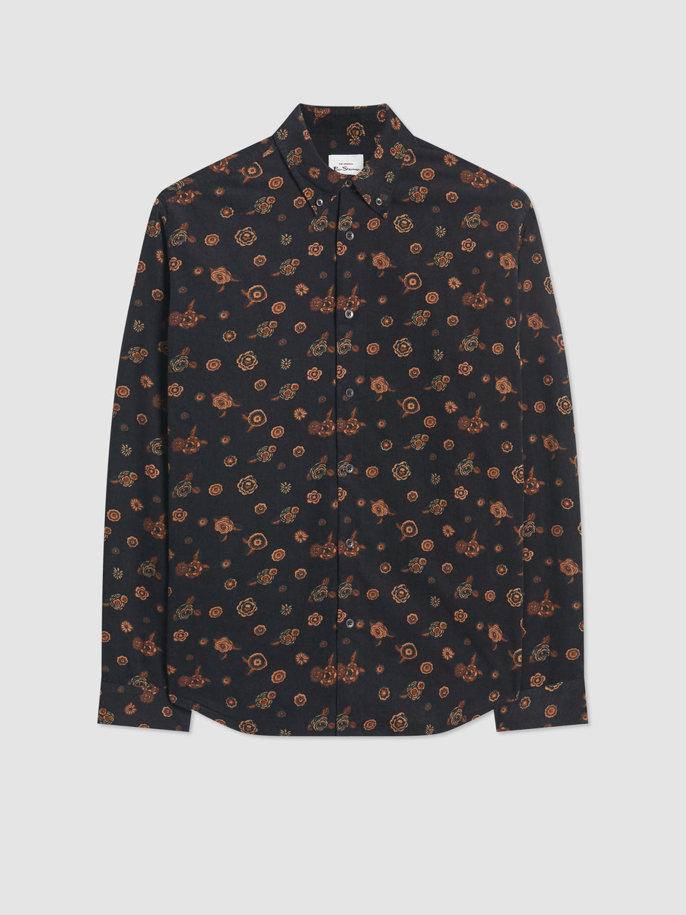 Camisas Ben Sherman Retro Floral Print Corduroy Negras | 203-FWCRYI