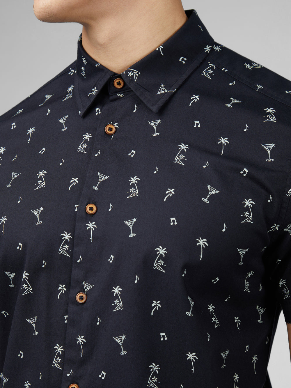 Camisas Ben Sherman Scattered Negras | 534-WHBFXJ