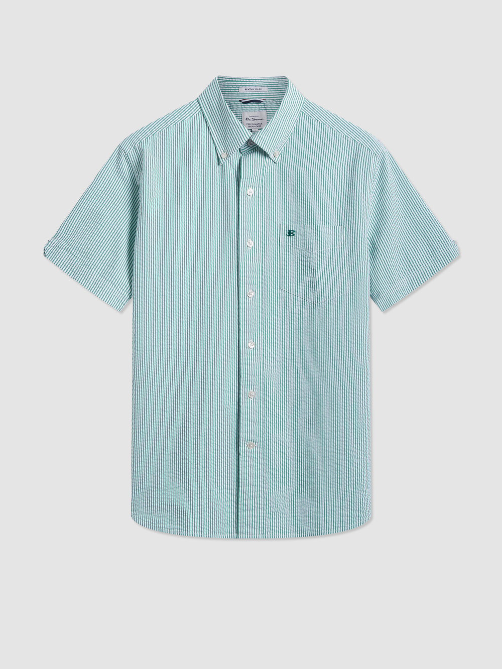 Camisas Ben Sherman Seersucker Bengal Stripe Verde | 647-EBOTKD