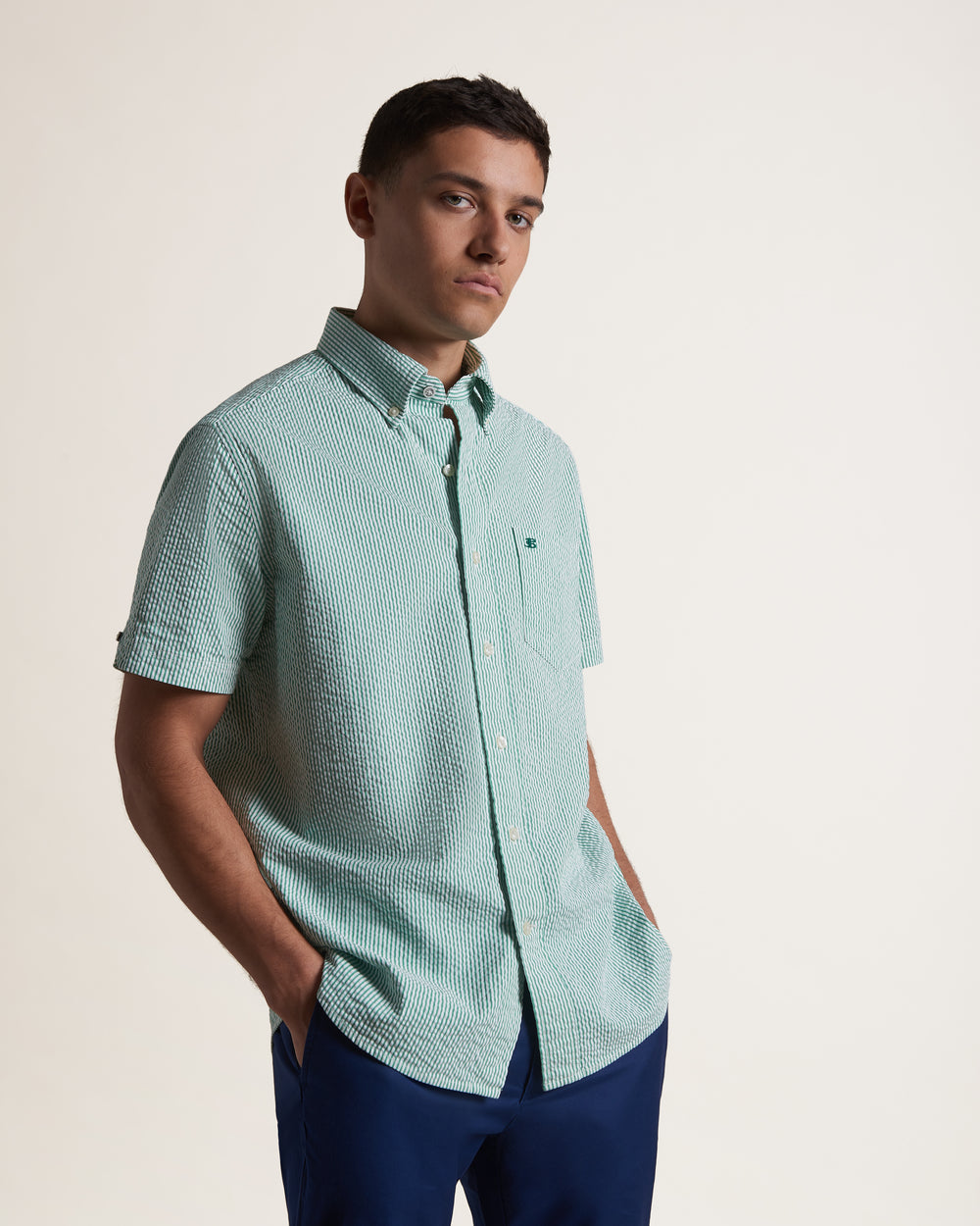 Camisas Ben Sherman Seersucker Bengal Stripe Verde | 647-EBOTKD