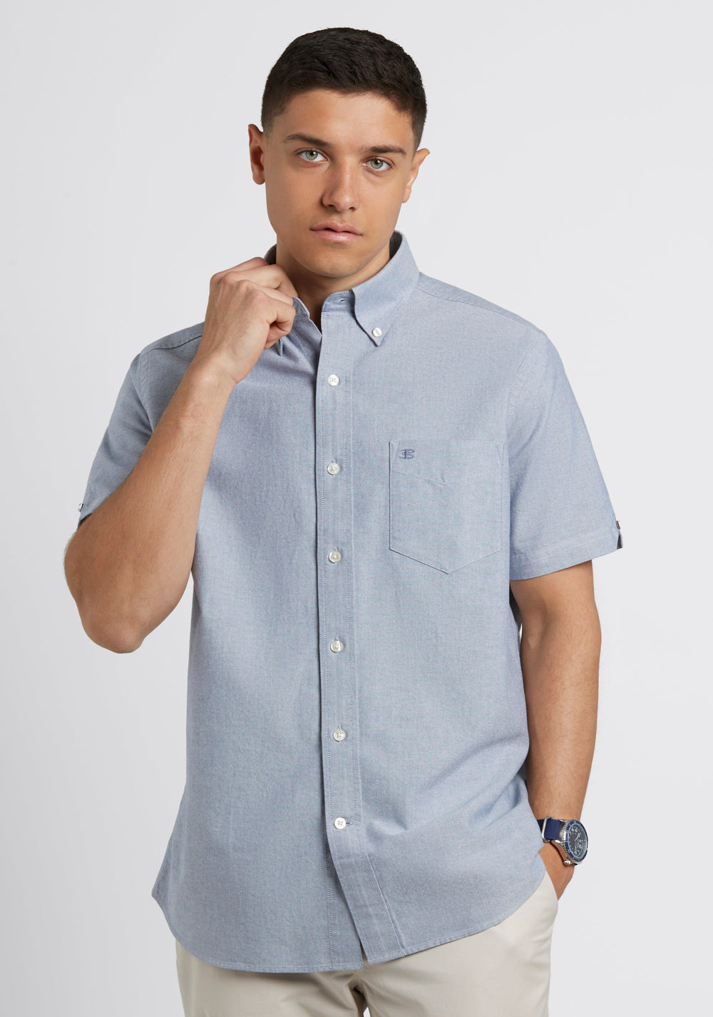 Camisas Ben Sherman Short Sleeve Brighton Oxford Organic Azul Marino | 381-TCHPYG