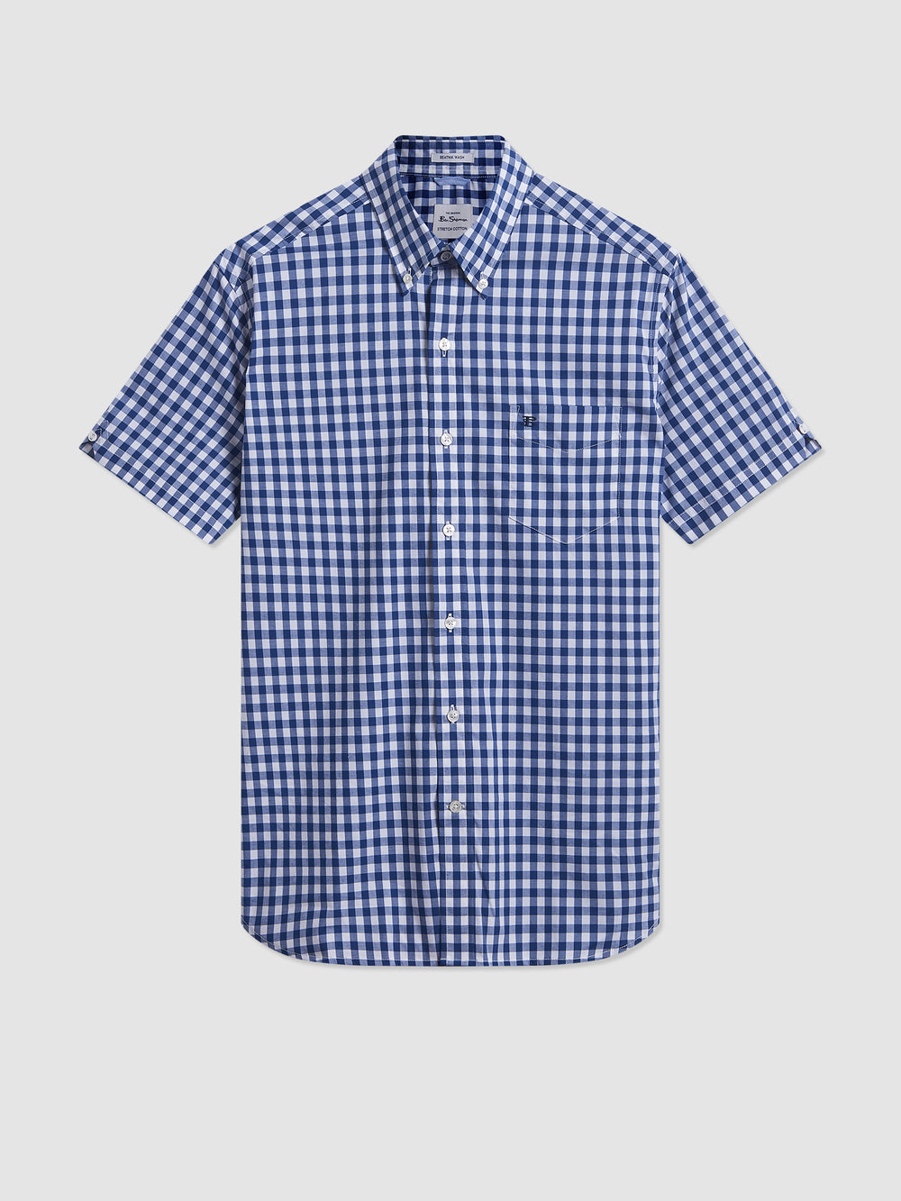 Camisas Ben Sherman Short Sleeve House Poplin Gingham Azul Marino Verde Oliva | 829-LFQZEC