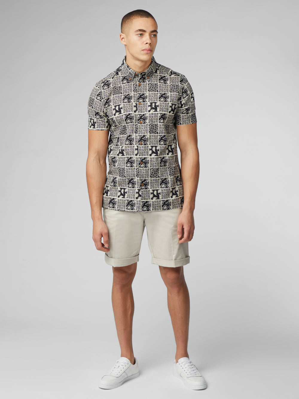 Camisas Ben Sherman Signature Checkerboard Paisley Print Negras | 684-LBVRGH