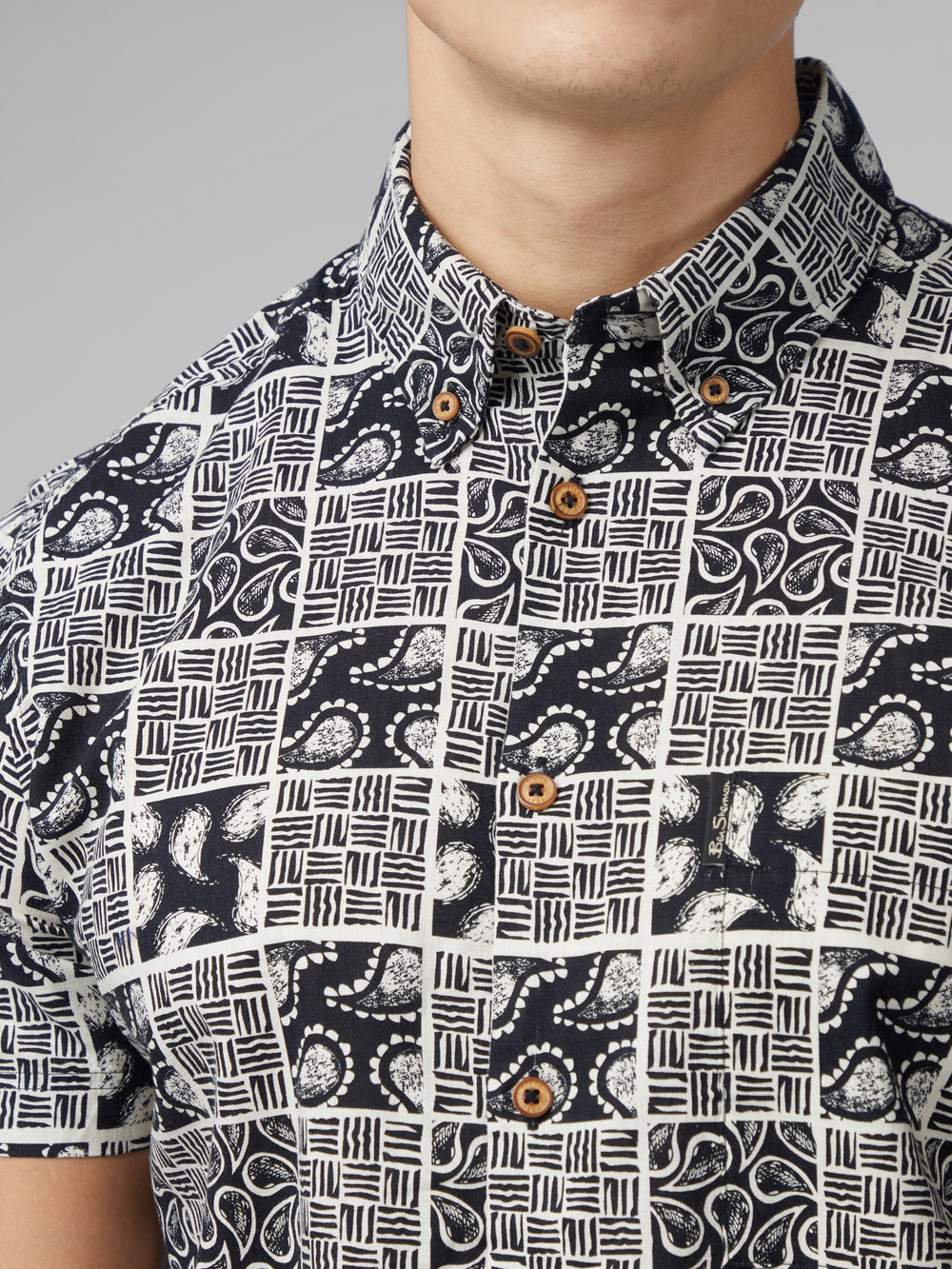 Camisas Ben Sherman Signature Checkerboard Paisley Print Negras | 684-LBVRGH