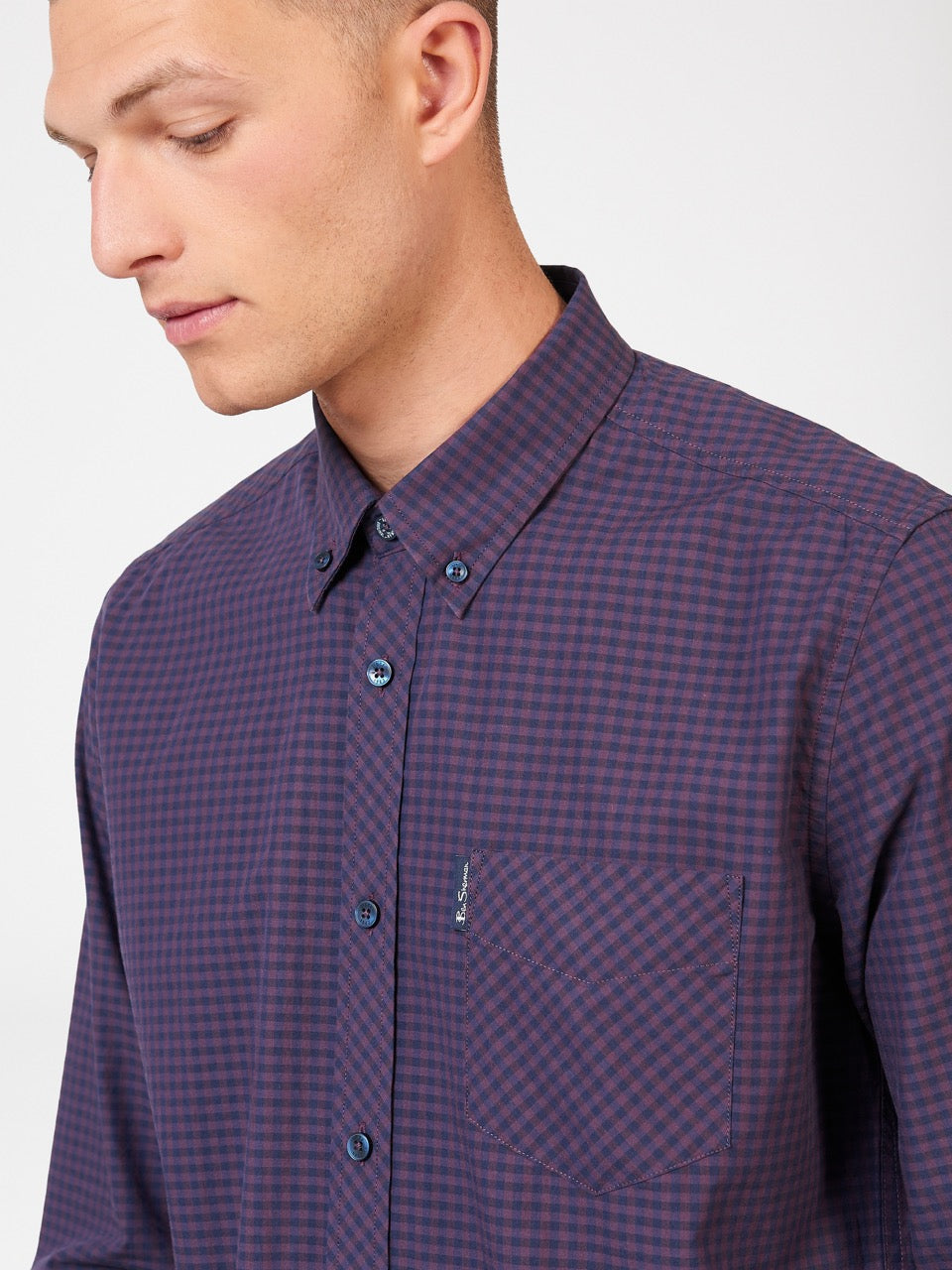 Camisas Ben Sherman Signature Gingham Long-Sleeve Moradas | 219-EVAZYB