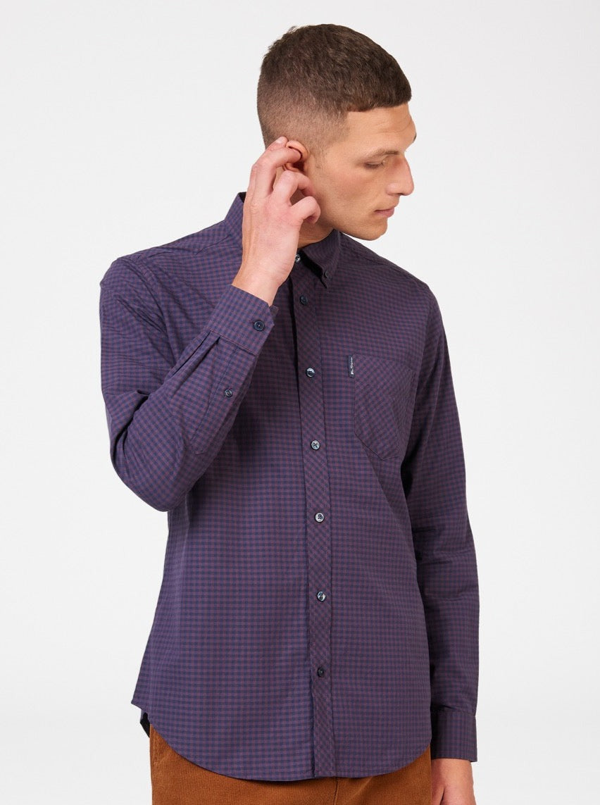 Camisas Ben Sherman Signature Gingham Long-Sleeve Moradas | 219-EVAZYB