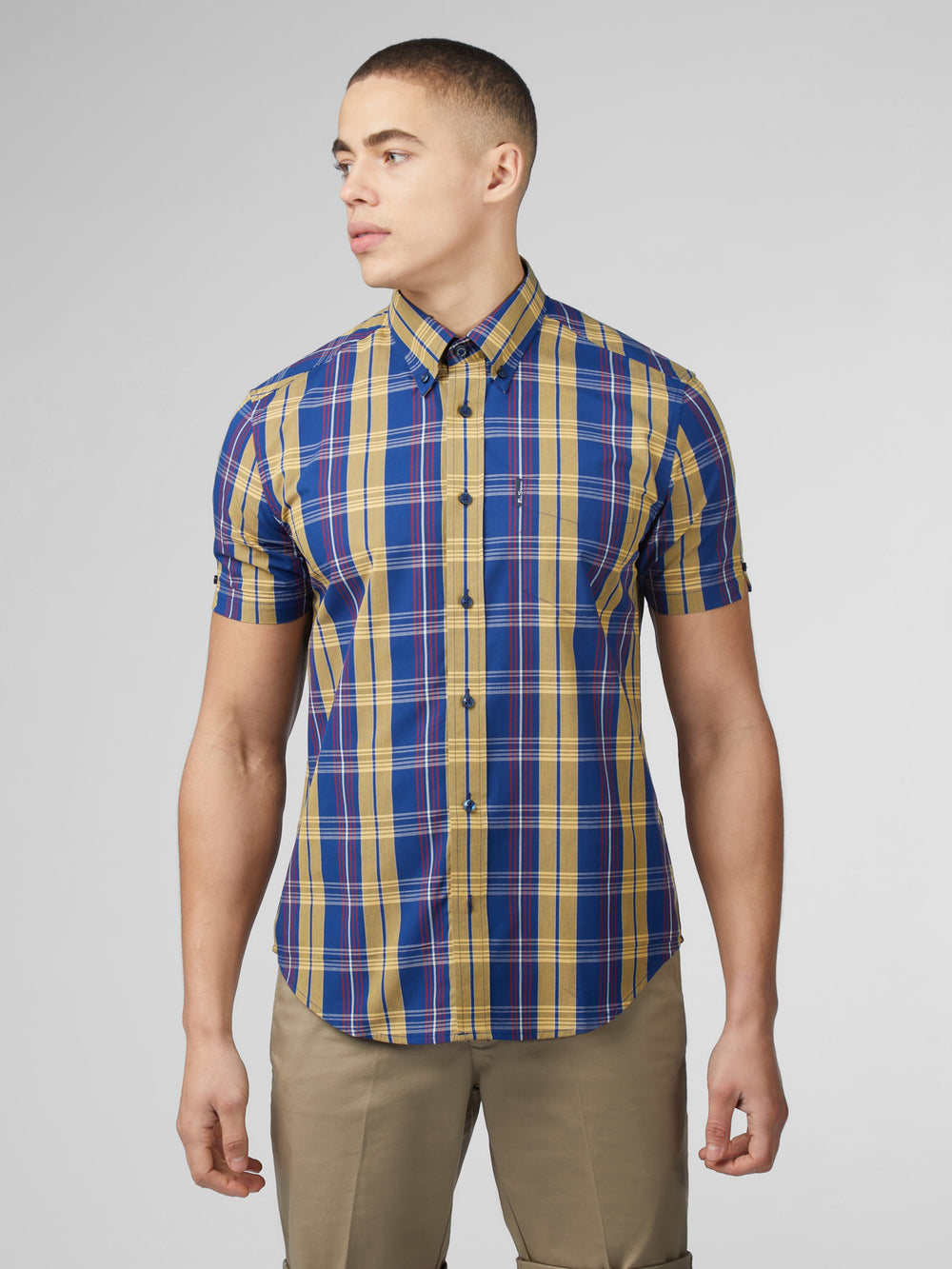 Camisas Ben Sherman Signature Irregular Check Azules | 123-GOCLSF