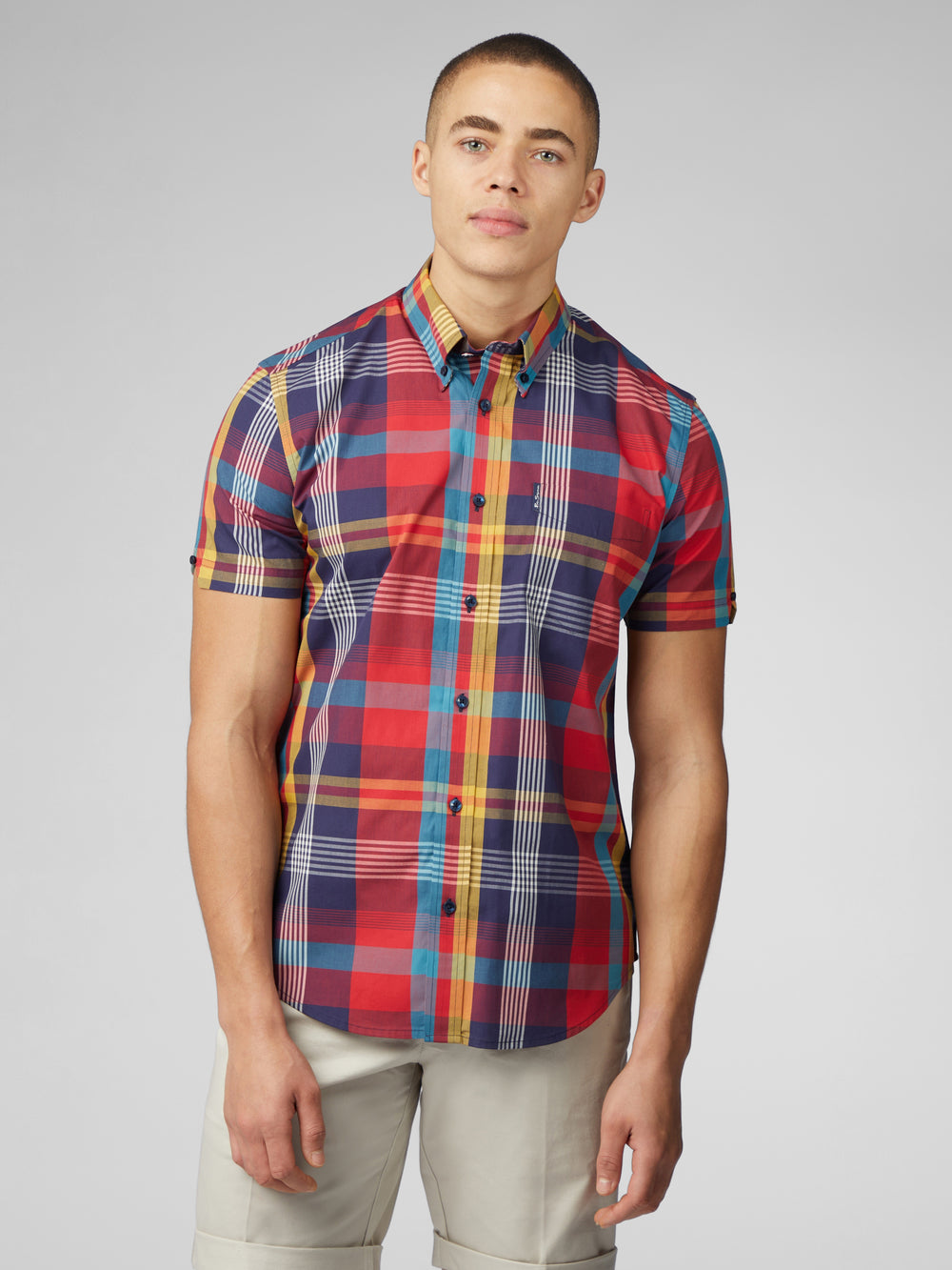 Camisas Ben Sherman Signature Large Madras Check Rojas | 936-JDONIE