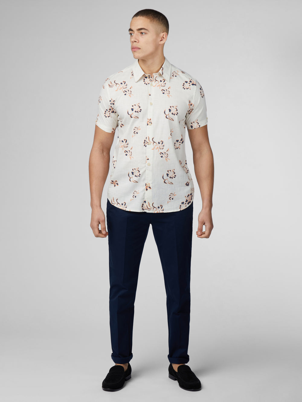 Camisas Ben Sherman Signature Linear Floral Blancas | 630-VQCIPX