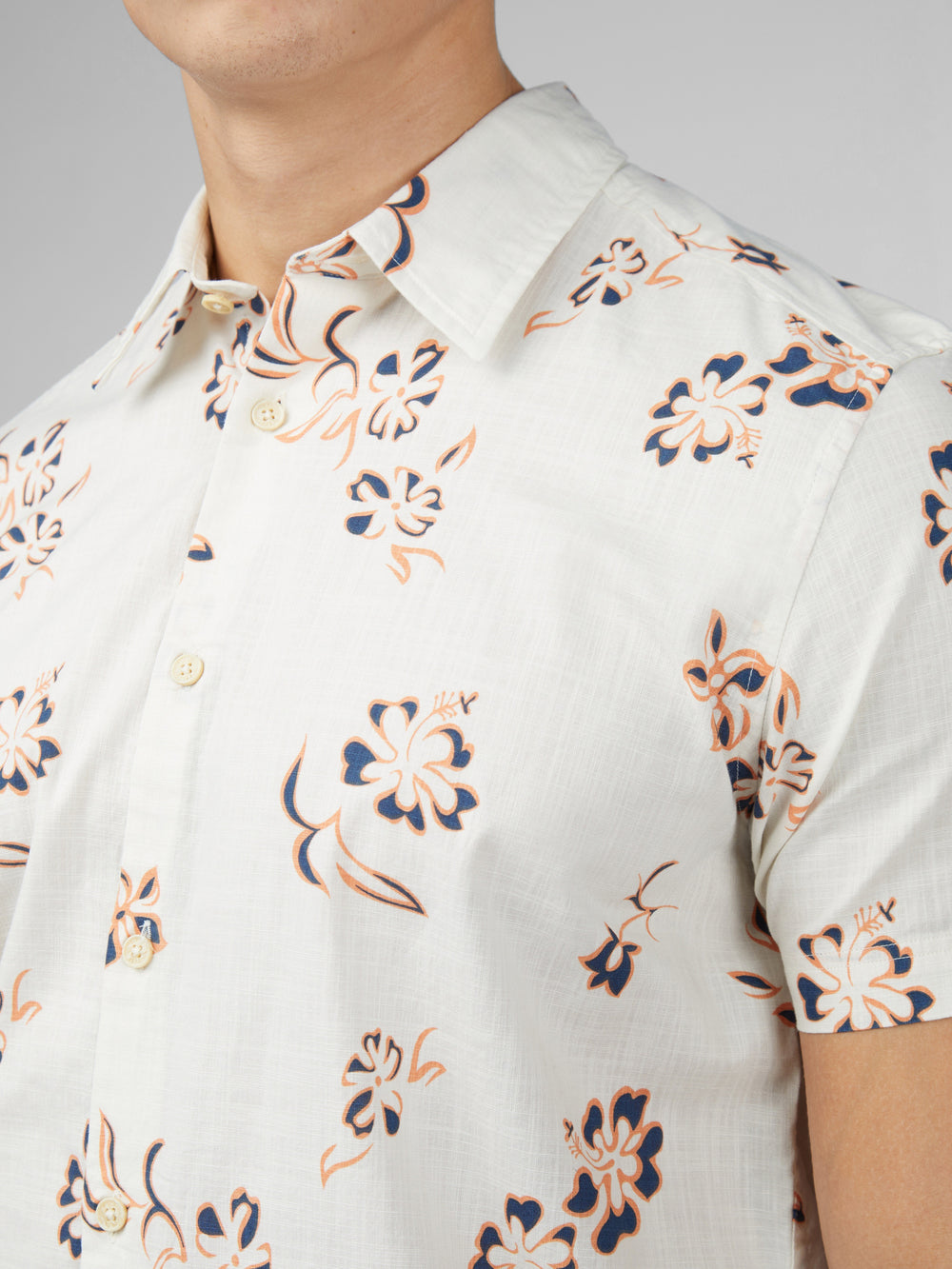 Camisas Ben Sherman Signature Linear Floral Blancas | 630-VQCIPX