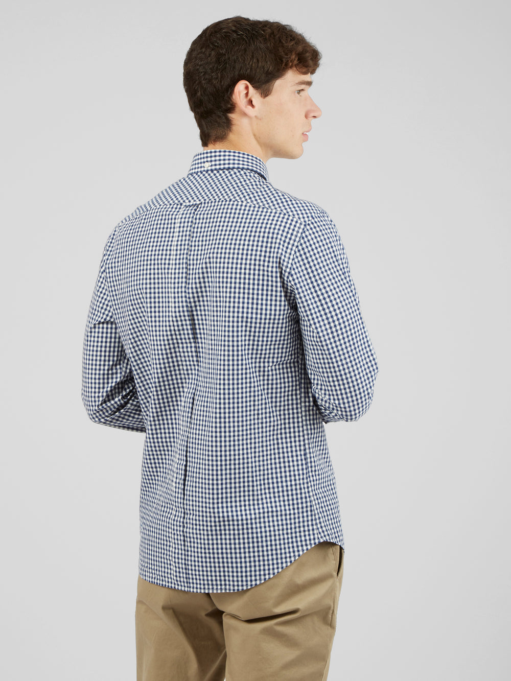 Camisas Ben Sherman Signature Long-Sleeve Gingham Azules Oscuro | 635-SWVBUG