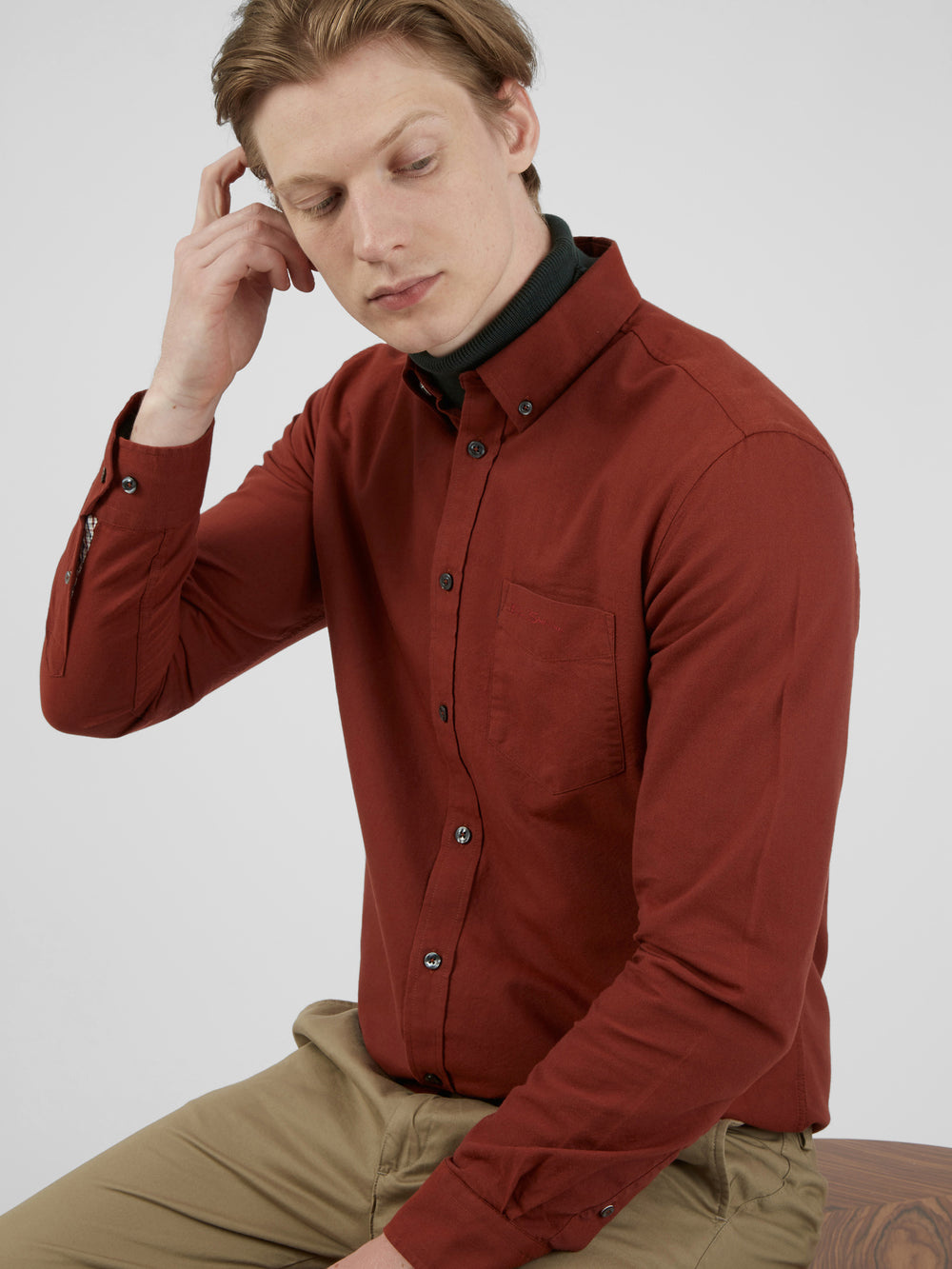 Camisas Ben Sherman Signature Long-Sleeve Oxford Naranjas | 439-FCGZVI