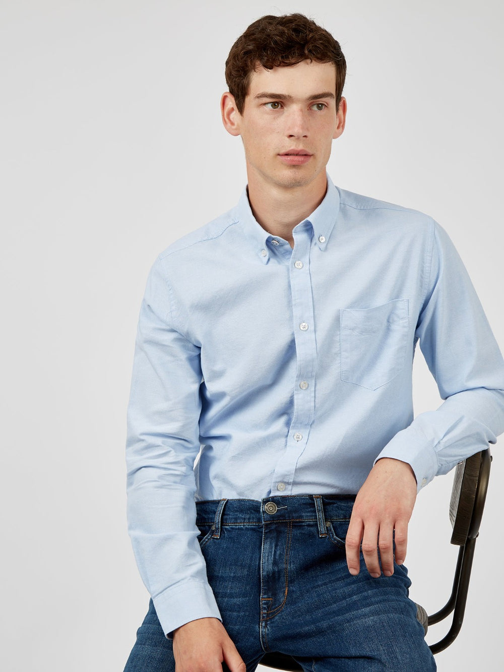 Camisas Ben Sherman Signature Organic Long-Sleeve Oxford Azules | 290-GERAQF