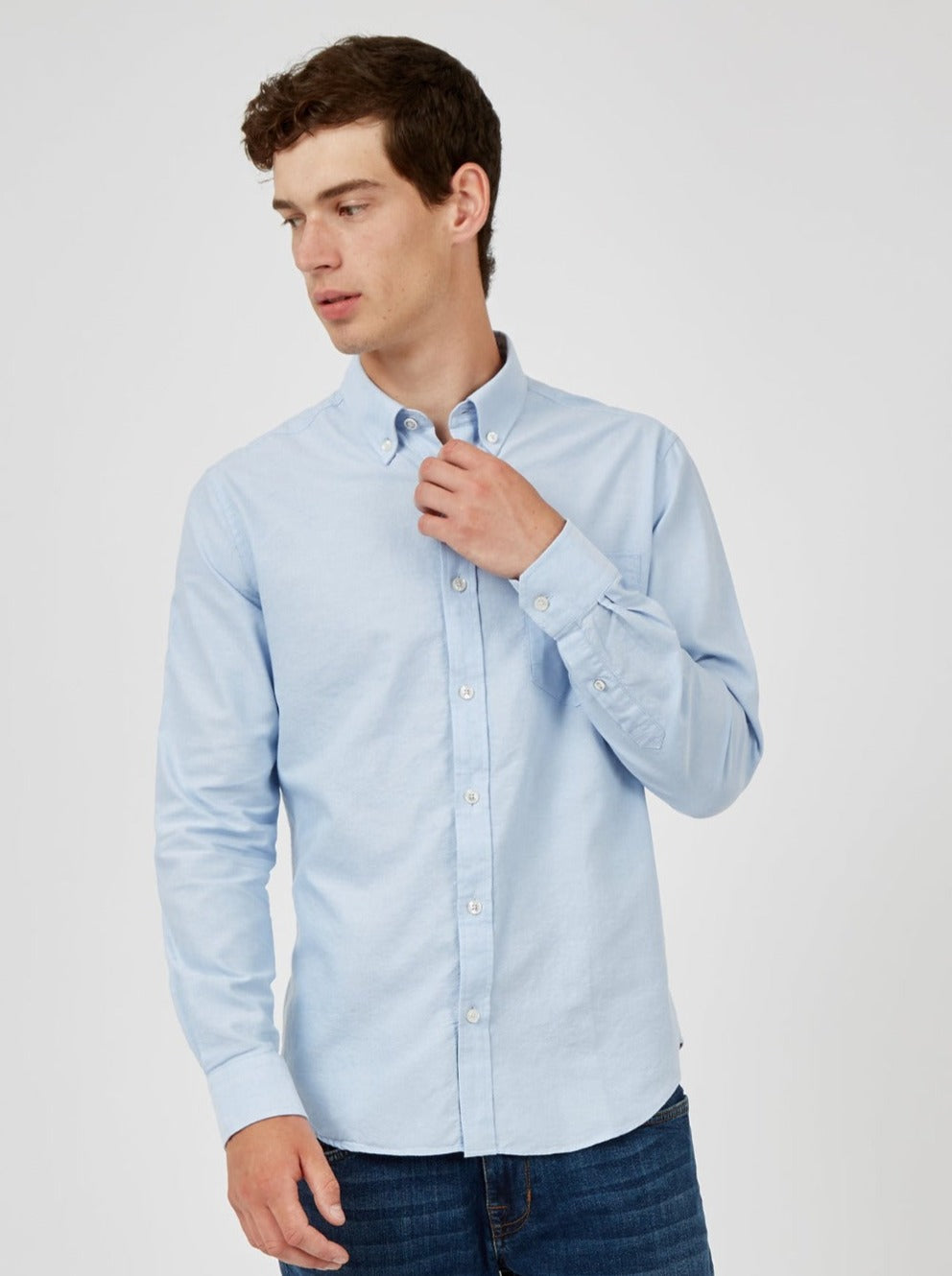 Camisas Ben Sherman Signature Organic Long-Sleeve Oxford Azules | 290-GERAQF