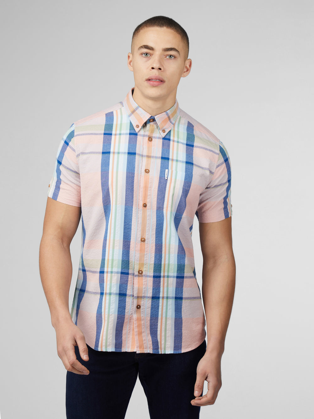 Camisas Ben Sherman Signature Seersucker Check Rosas | 312-ENUXOS