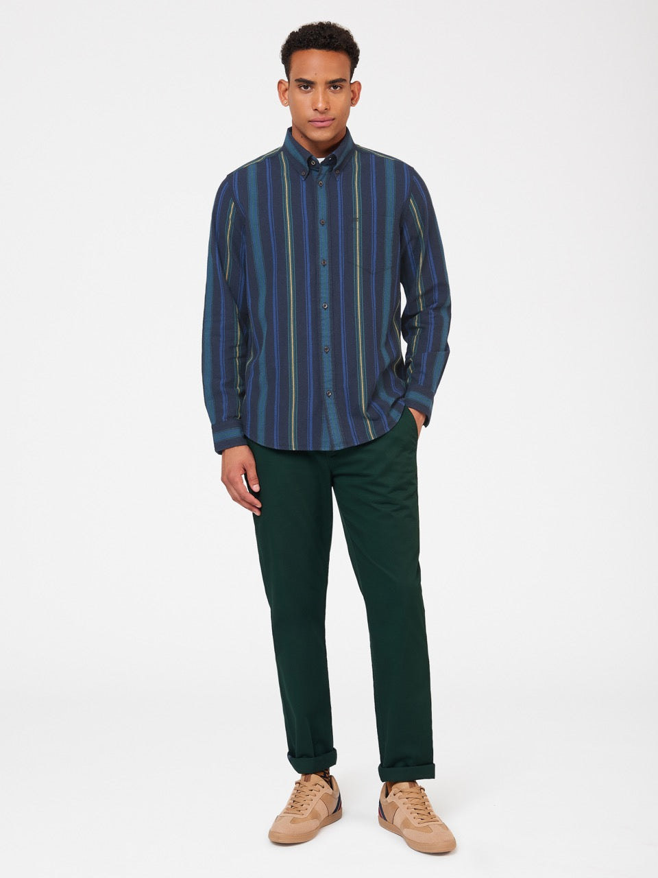 Camisas Ben Sherman Signature Striped Oxford Verde | 254-EPFHBA