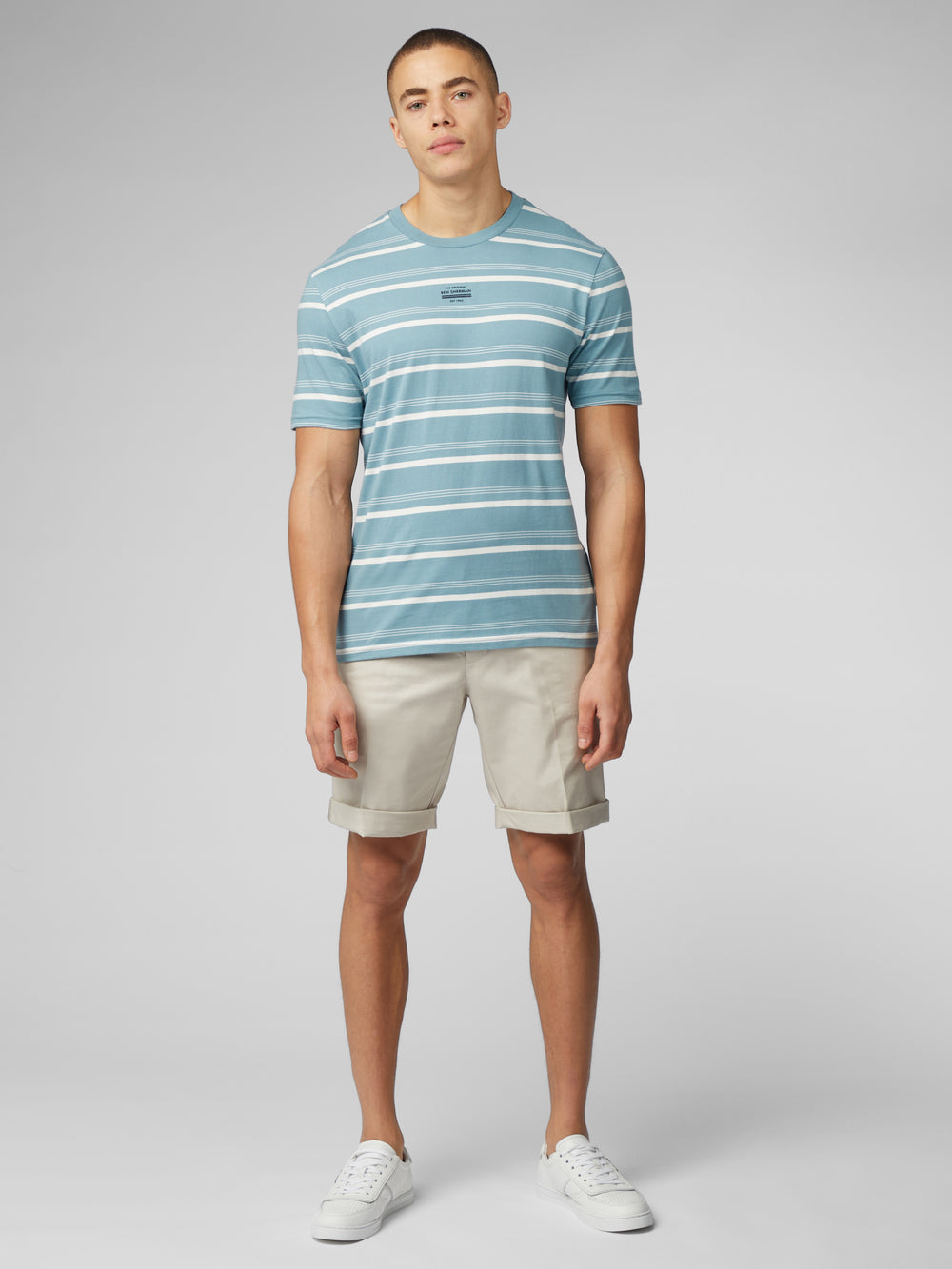 Camiseta Ben Sherman Fine Stripe Azules | 629-WTOBMD