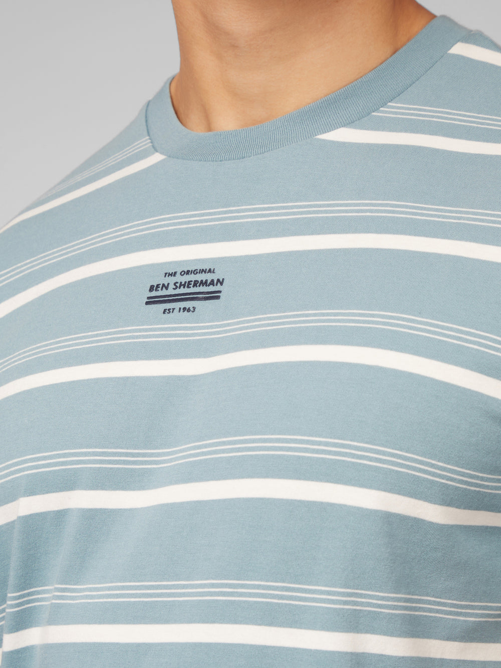 Camiseta Ben Sherman Fine Stripe Azules | 629-WTOBMD