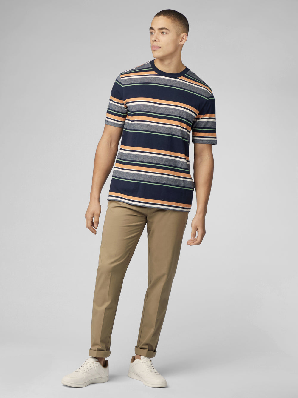 Camiseta Ben Sherman Signature Engineered Stripe Azul Marino | 520-JZEPOU