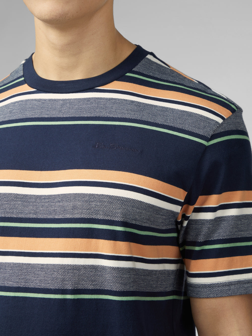 Camiseta Ben Sherman Signature Engineered Stripe Azul Marino | 520-JZEPOU