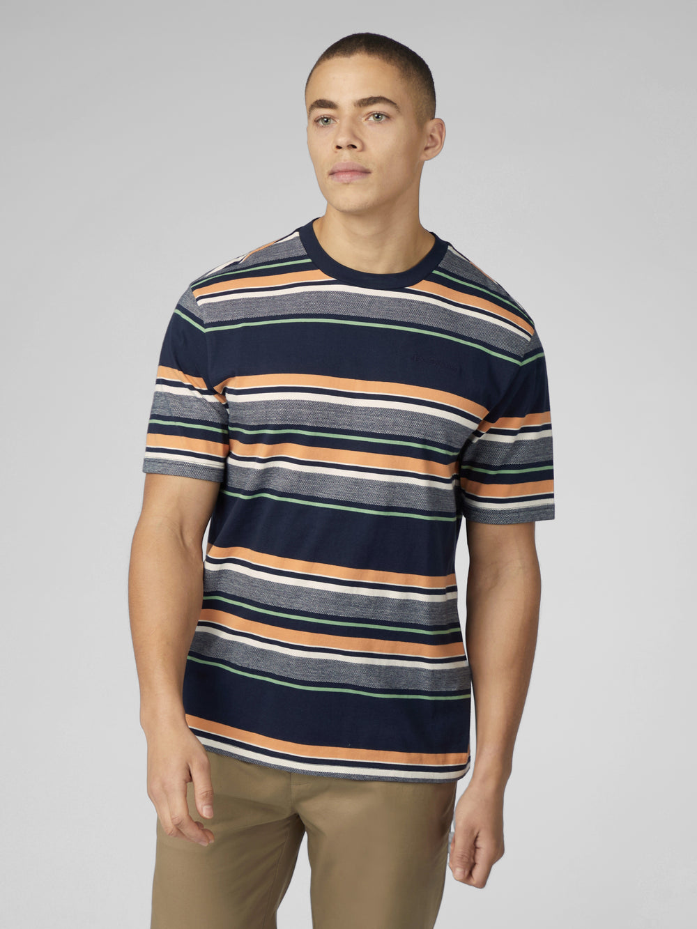 Camiseta Ben Sherman Signature Engineered Stripe Azul Marino | 520-JZEPOU