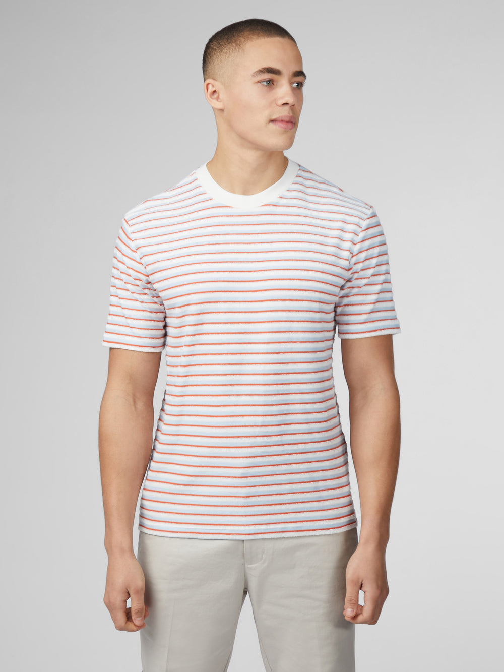 Camiseta Ben Sherman Signature Loopback Stripe Azules | 769-JKVGAR