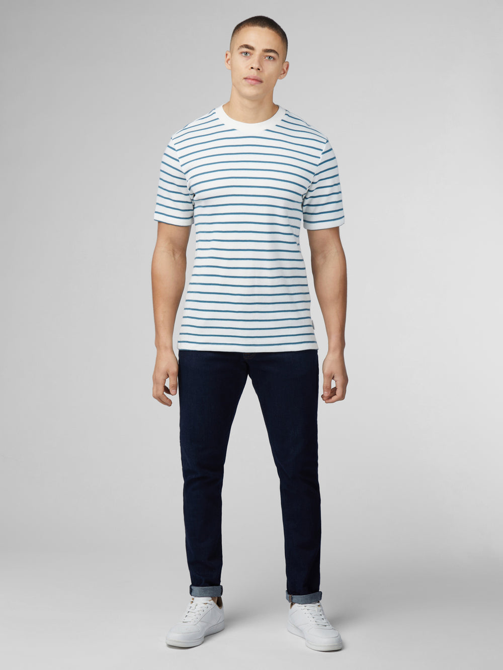 Camiseta Ben Sherman Signature Waffle Stripe Blancas | 371-BHPMTJ