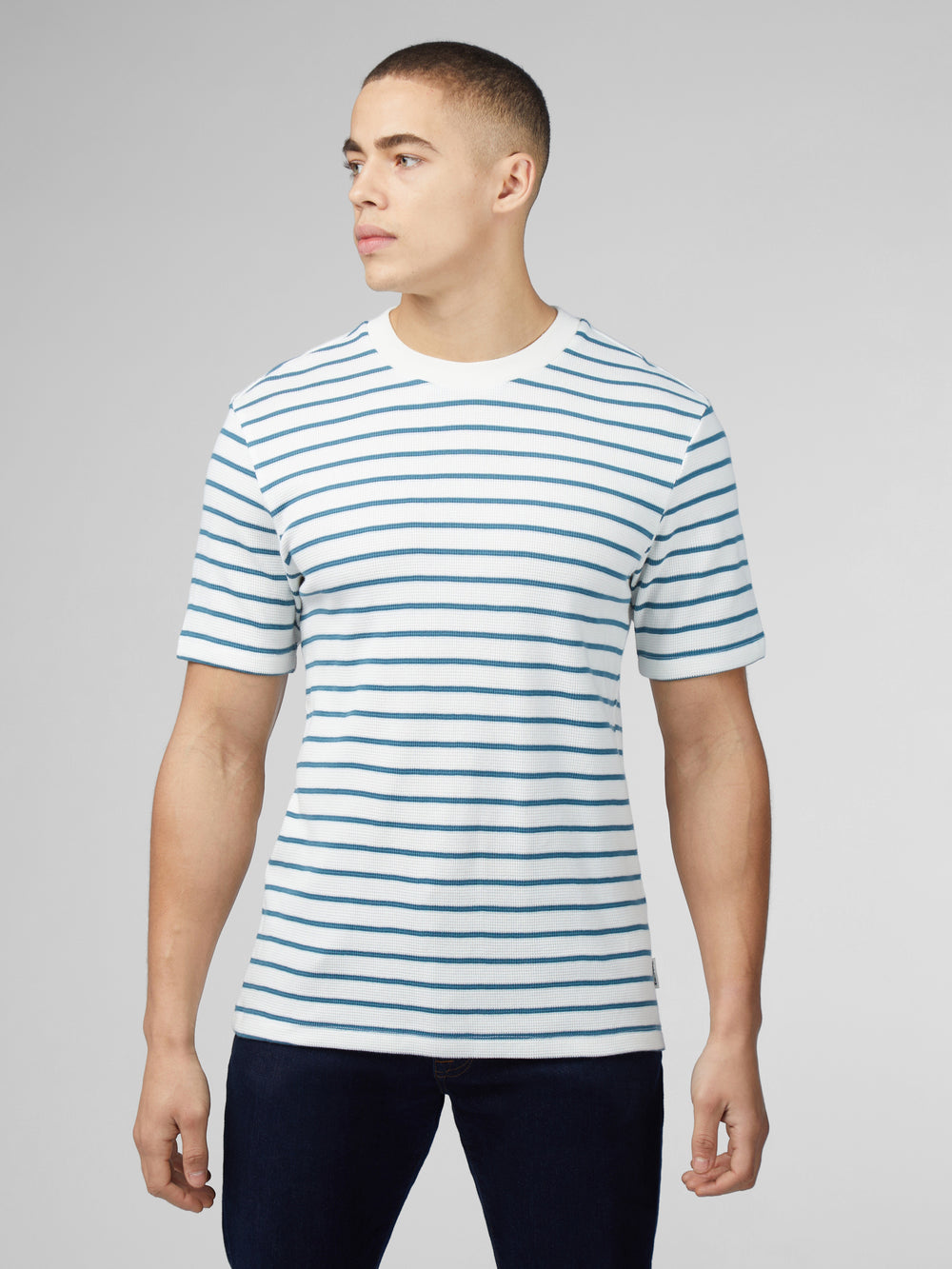 Camiseta Ben Sherman Signature Waffle Stripe Blancas | 371-BHPMTJ