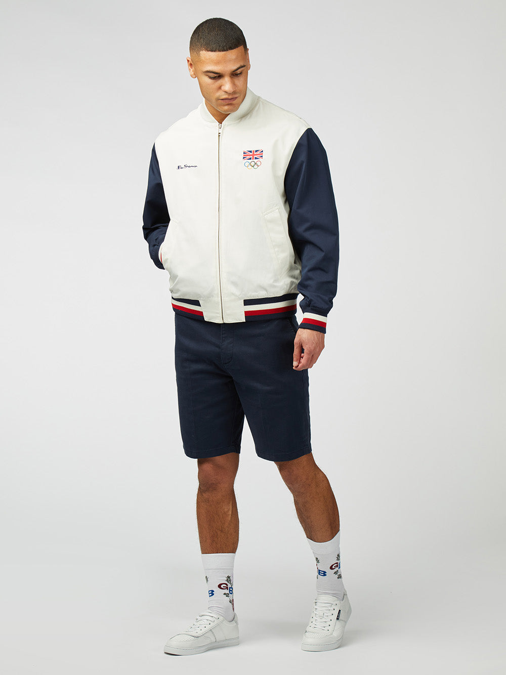 Chaquetas Ben Sherman Team GB Commercial Bomber Blancas | 498-JPCMVL