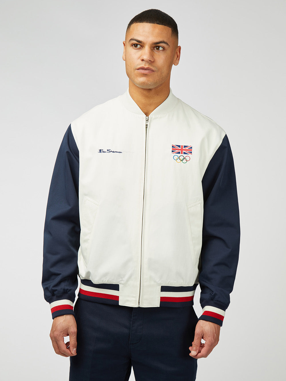 Chaquetas Ben Sherman Team GB Commercial Bomber Blancas | 498-JPCMVL