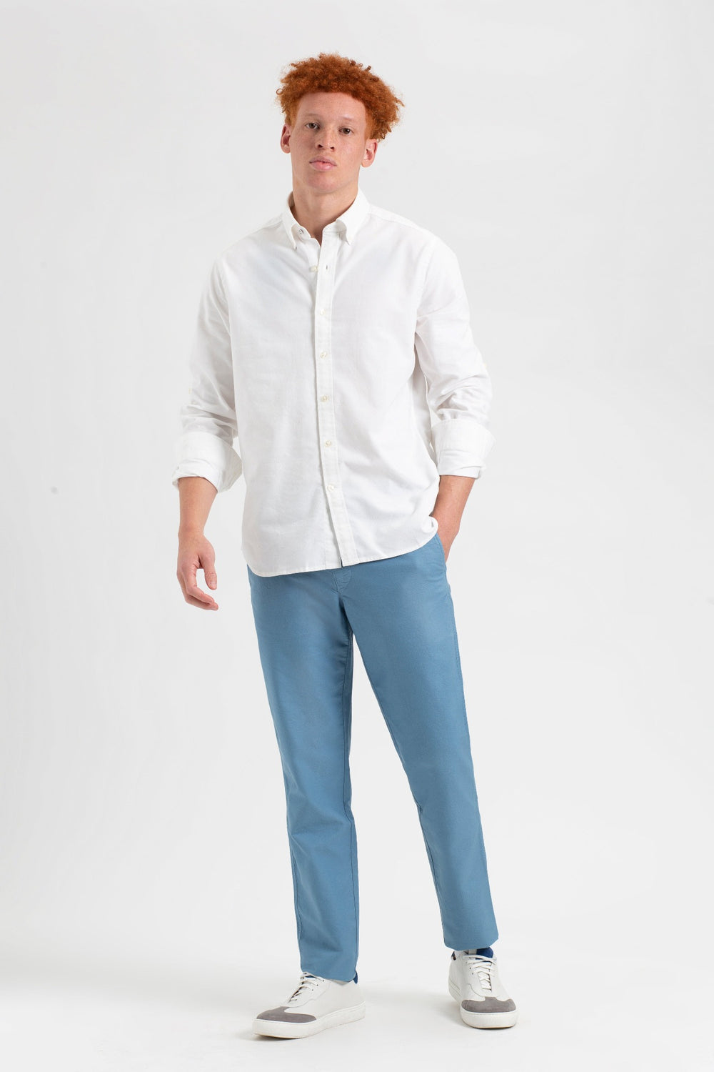 Pantalon Ben Sherman Beatnik Oxford Slim Taper Garment Dye Chino Azules | 912-NWEVZQ