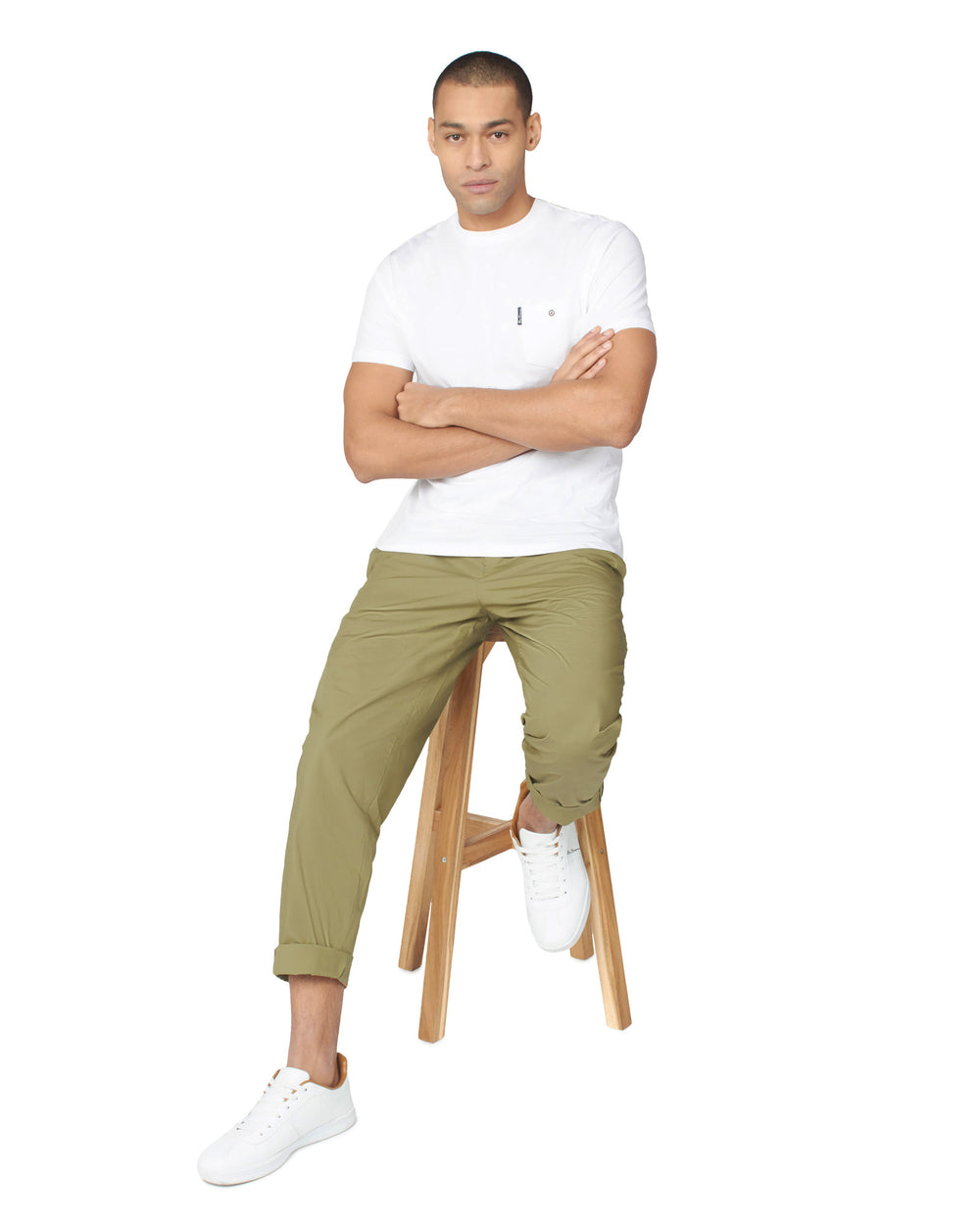 Pantalon Ben Sherman Poplin Relaxed-Taper Pleated Verde Oliva | 754-CVRYQP