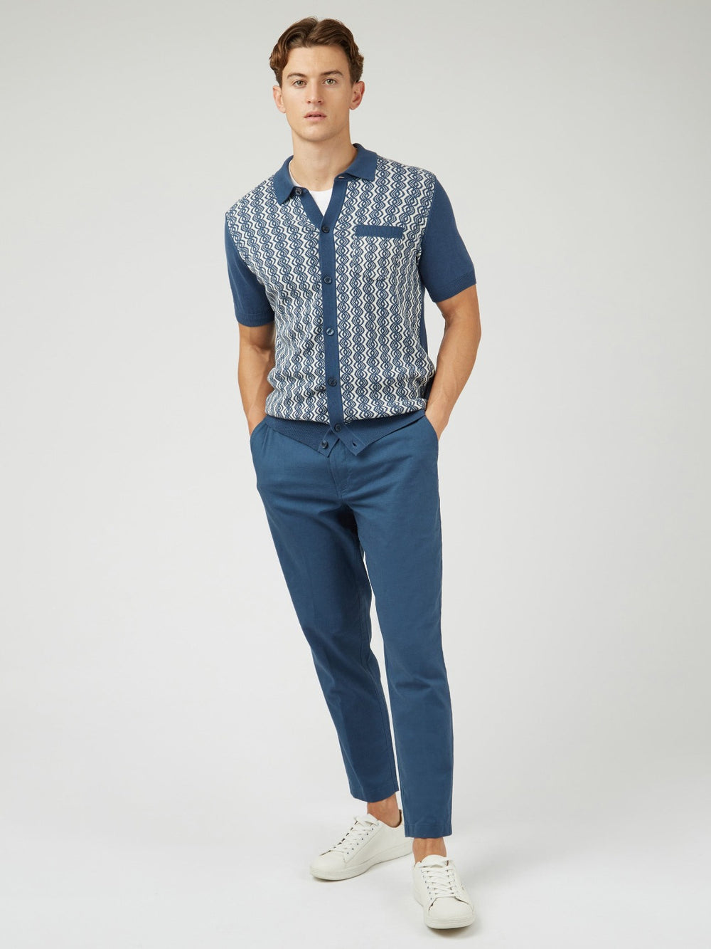 Pantalon Ben Sherman Signature Slim Taper Linen Azules | 964-RAUGMP