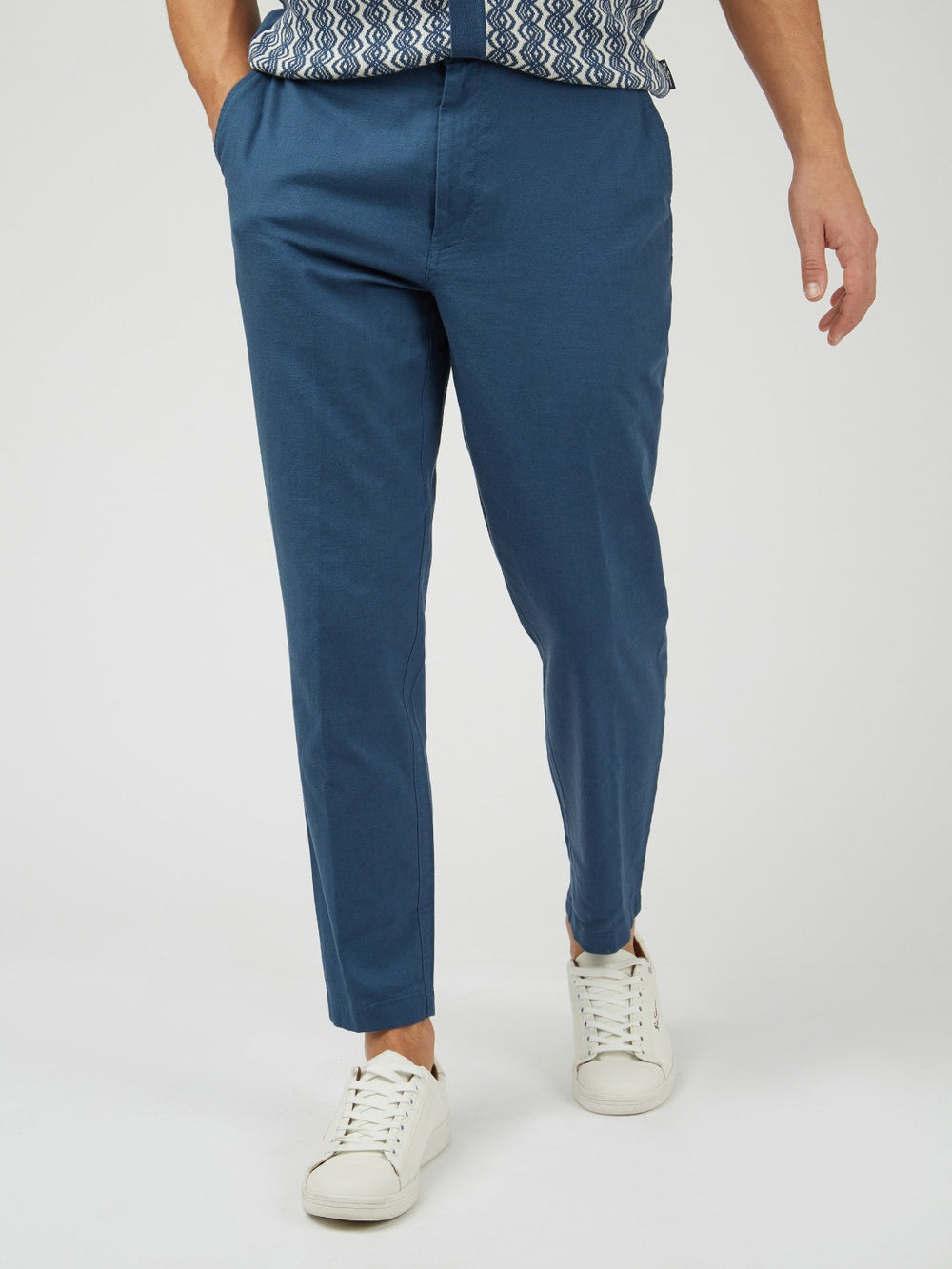 Pantalon Ben Sherman Signature Slim Taper Linen Azules | 964-RAUGMP