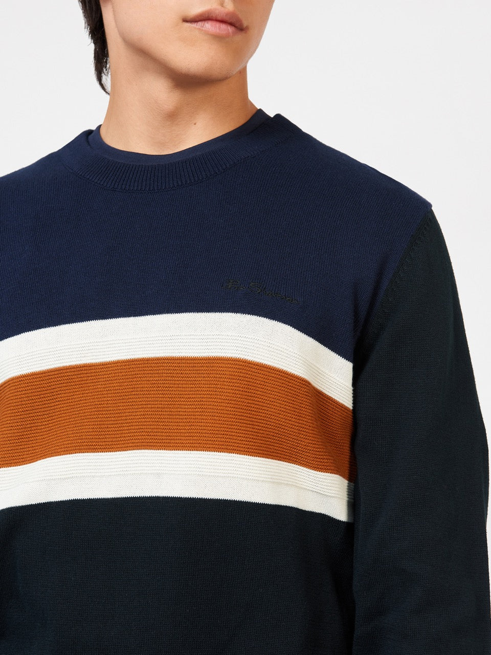 Prendas De Punto Ben Sherman Chest Stripe Crewneck Negras | 745-FKPUQN