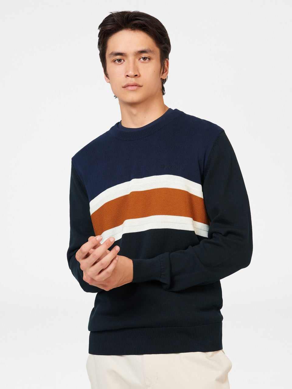 Prendas De Punto Ben Sherman Chest Stripe Crewneck Negras | 745-FKPUQN