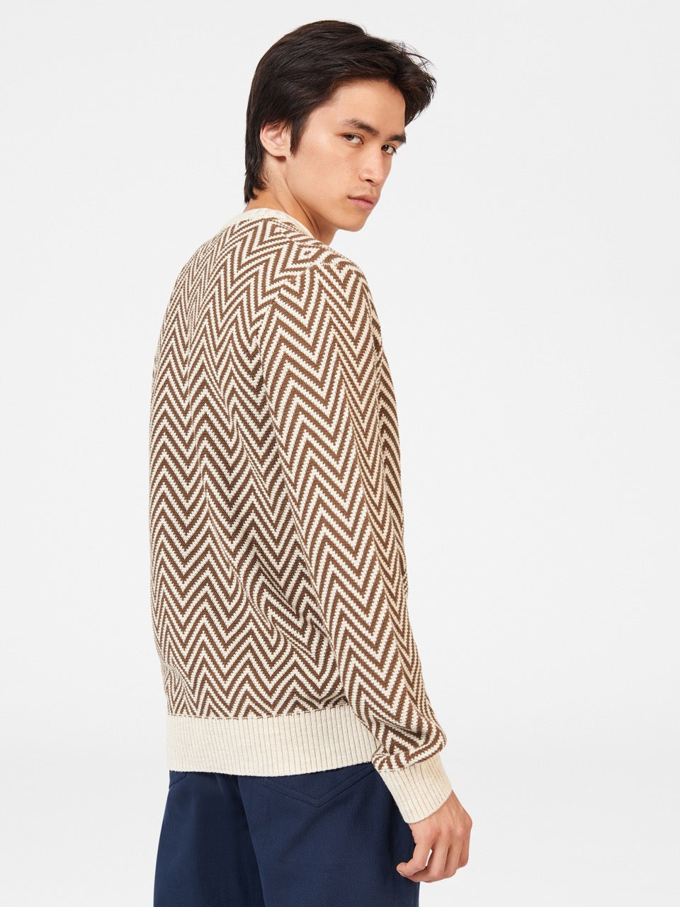 Prendas De Punto Ben Sherman Chevron Jacquard Crewneck Blancas | 384-YCJKQZ