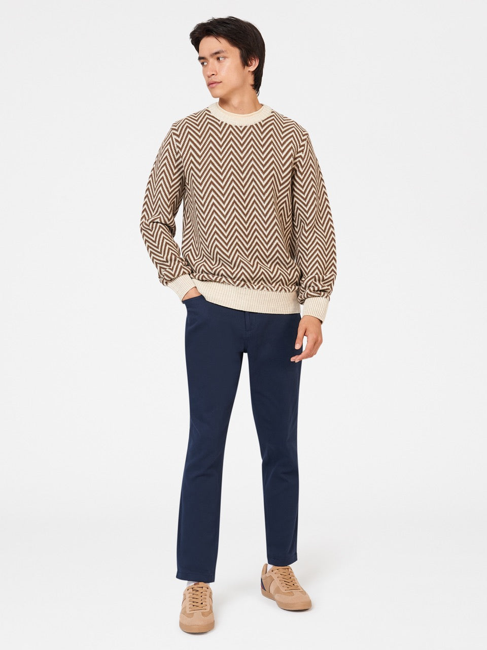 Prendas De Punto Ben Sherman Chevron Jacquard Crewneck Blancas | 384-YCJKQZ