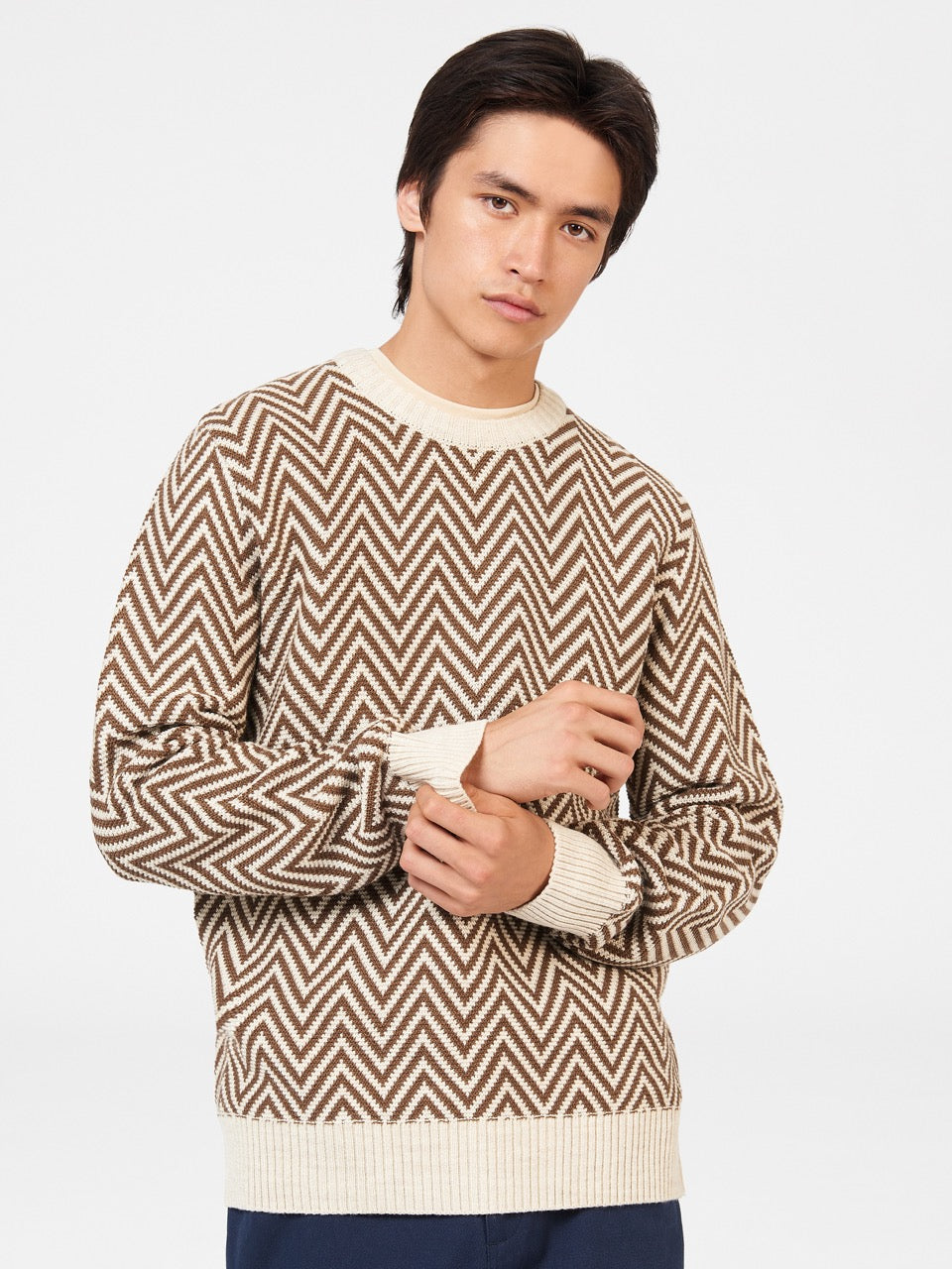 Prendas De Punto Ben Sherman Chevron Jacquard Crewneck Blancas | 384-YCJKQZ