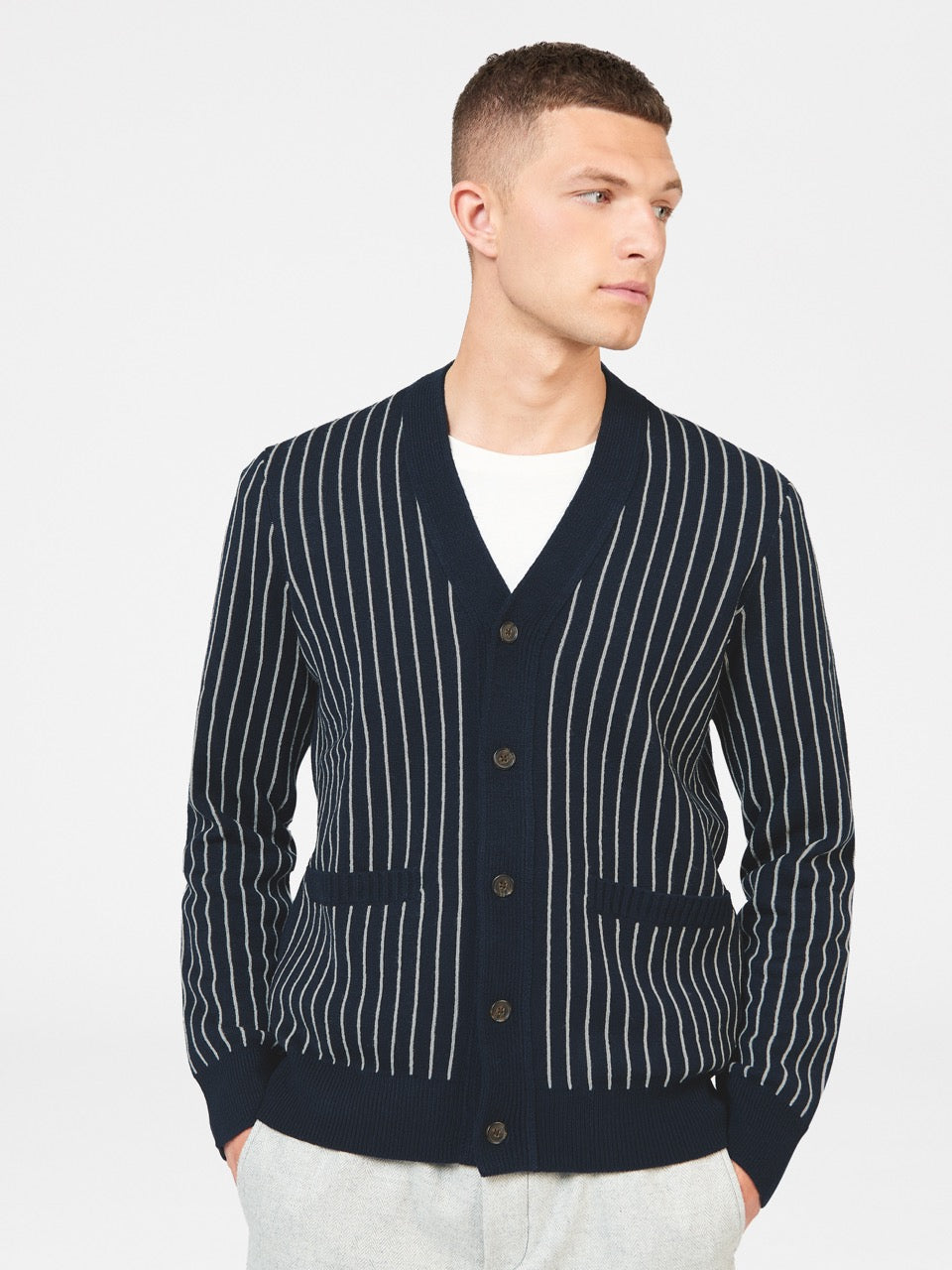 Prendas De Punto Ben Sherman Jacquard Stripe Cardigan Azul Marino | 238-UABJZC