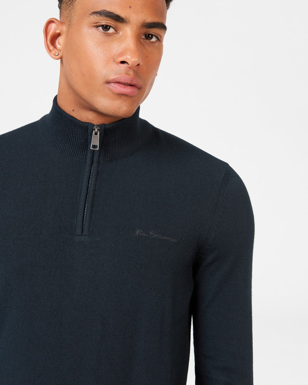 Prendas De Punto Ben Sherman Merino Half-Zip Negras | 361-WCJUNZ