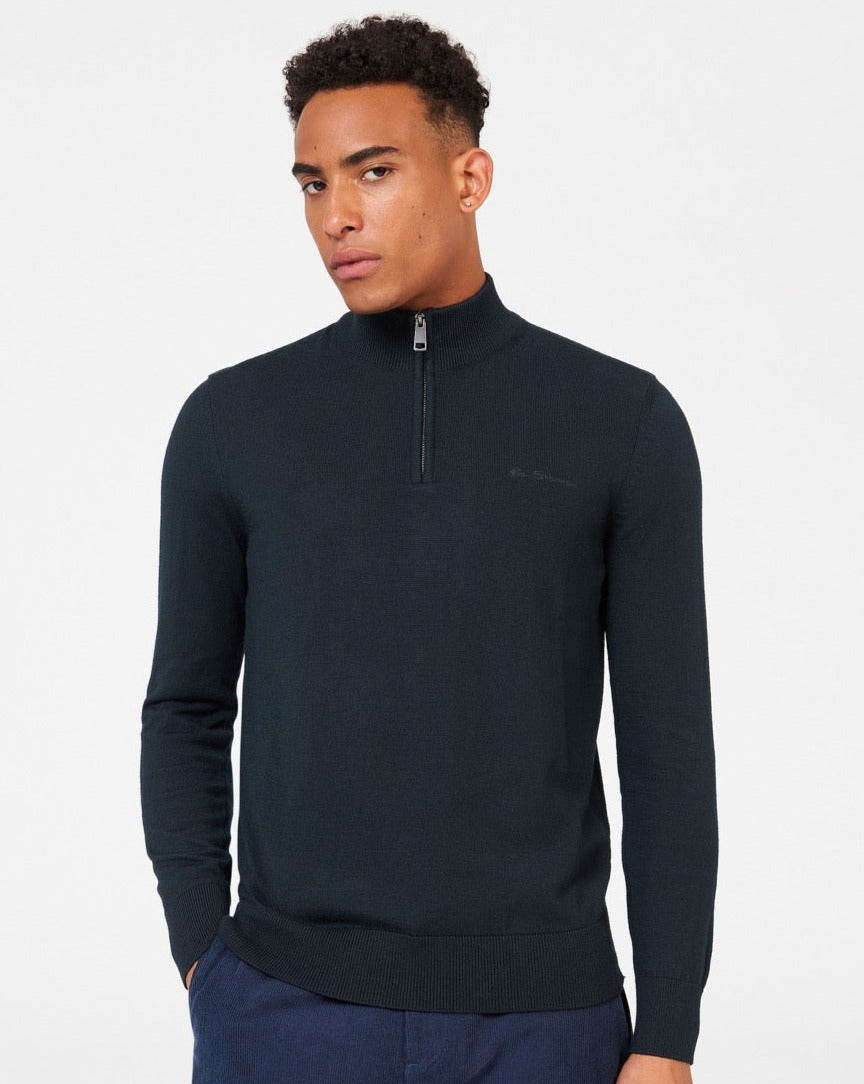 Prendas De Punto Ben Sherman Merino Half-Zip Negras | 361-WCJUNZ