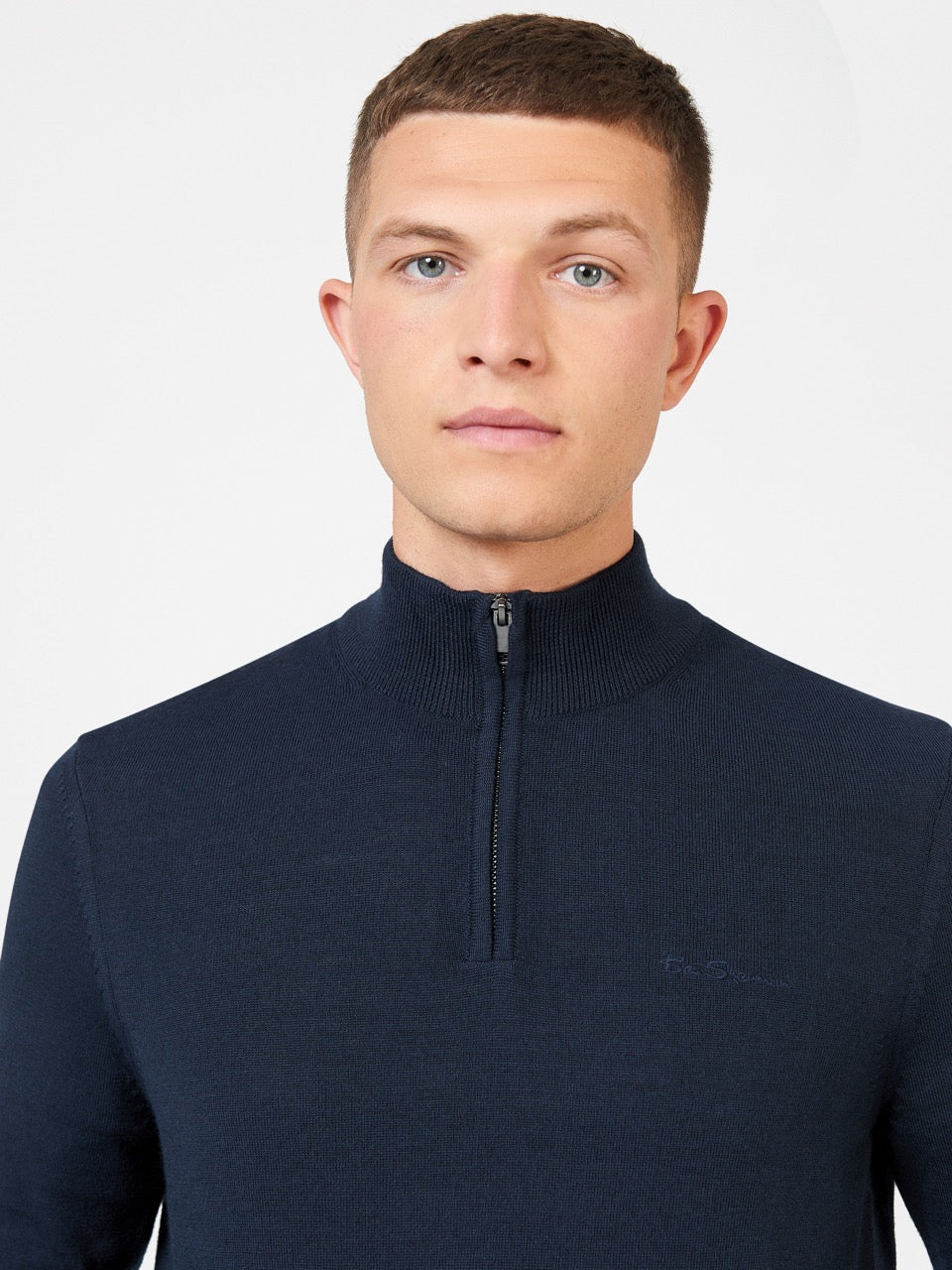 Prendas De Punto Ben Sherman Merino Half-Zip Azul Marino | 369-QDRXBC